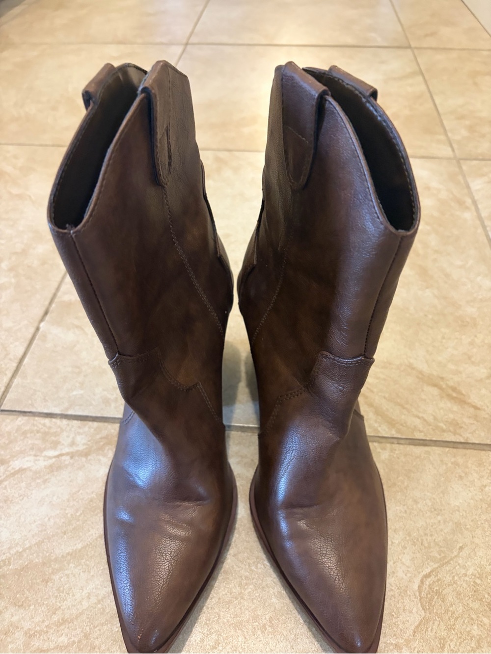 Steve Madden Brown Leather Women’s Western Pull-On Boots Size 9M 🤎